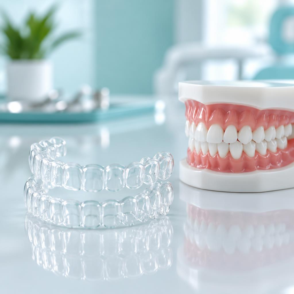 Clear Aligners — Removable aligner sets planned digitally for discreet orthodontic treatment.
